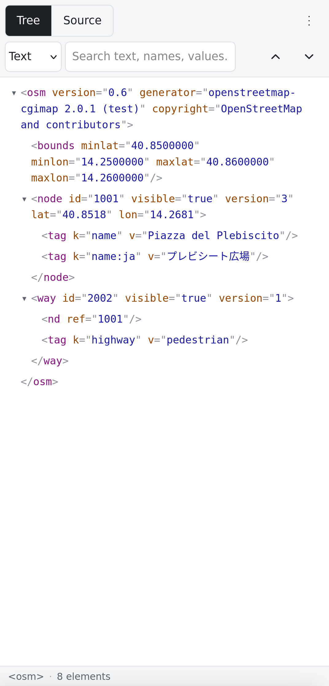Tree: colour-coded, collapsible, any language